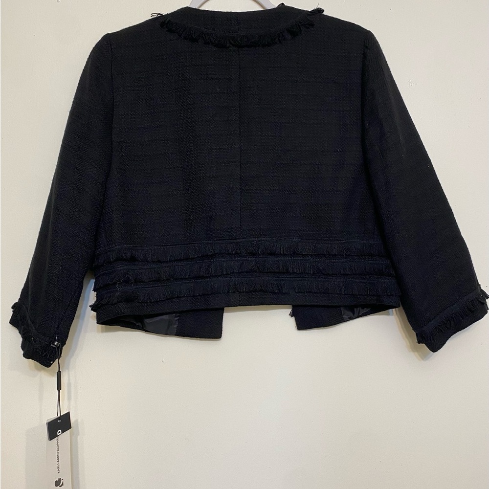 Karl Lagerfeld Black Cropped Fringe Jacket - Picture 4 of 8